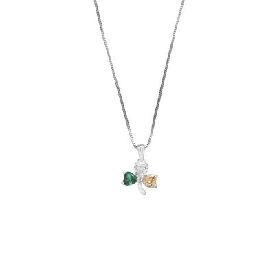 Grá Collection Tricolour Stone Shamrock Pendant Sterling Silver